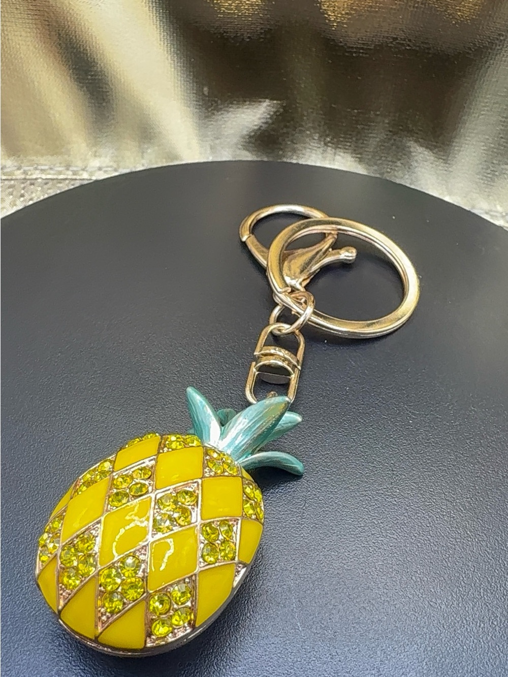 Pineapple Crystal Keychain Charm - Yellow